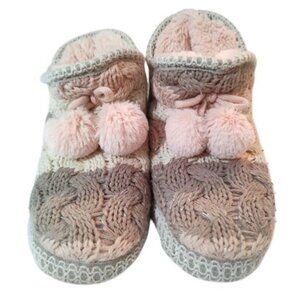 Muk Luks Pink Tan Bootie Slippers Size 7-8 Medium